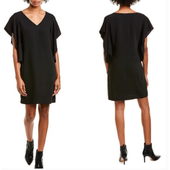 Trina Turk Shift Dress Black Hiroshi Ruffle - Picture 1 of 7